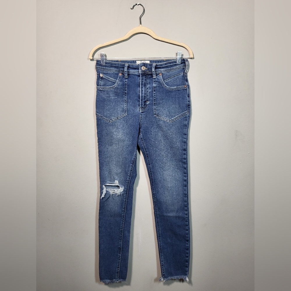 🌜 WE THE FREE People Skinny Jean front patch pockets womens size 29